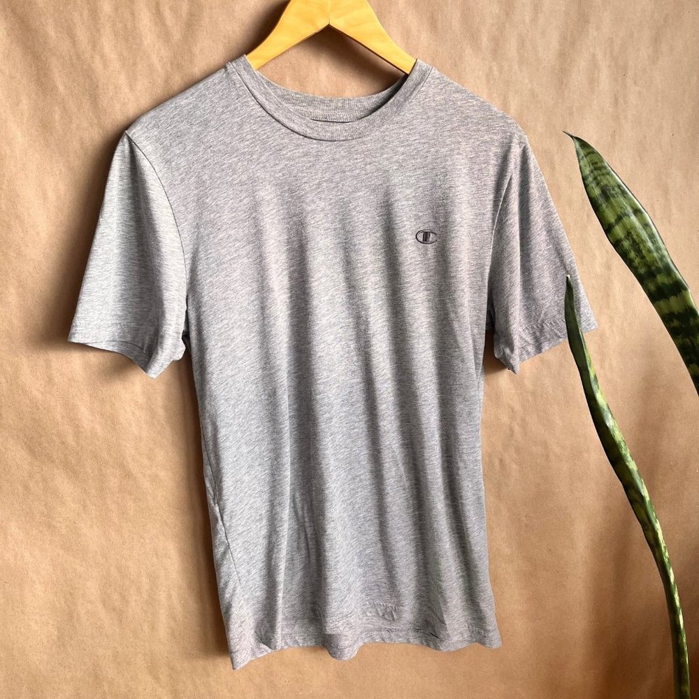 Vintage Grey Champion Emblem T- Shirt Size L